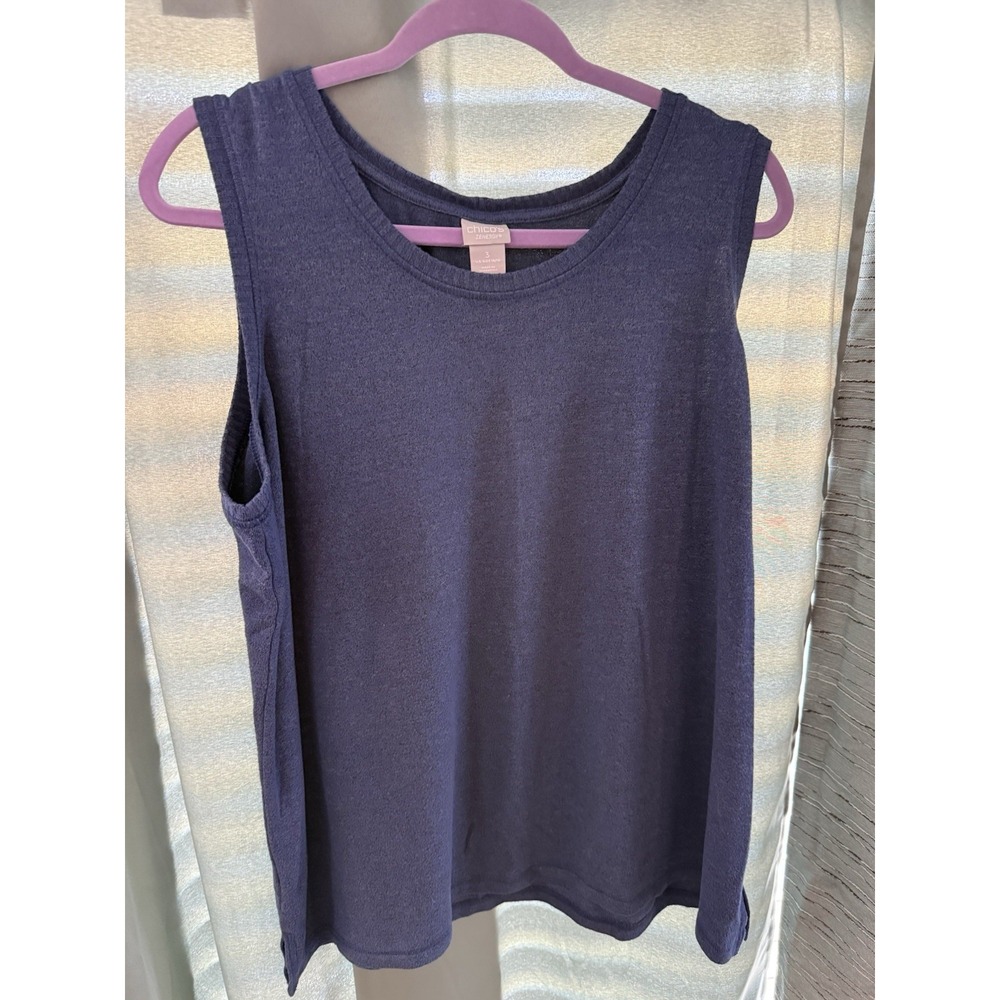 Chicos Sleeveless Tank Top Knit Thick, Blue Perfect For Layering‎ Plus Size 3